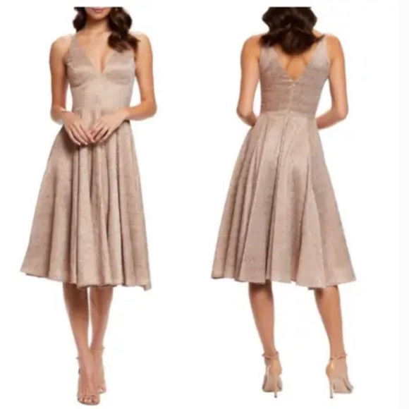 NWOT DRESS THE POPULATION Delilah Plunging A-Line Party Dress - Picture 1 of 10